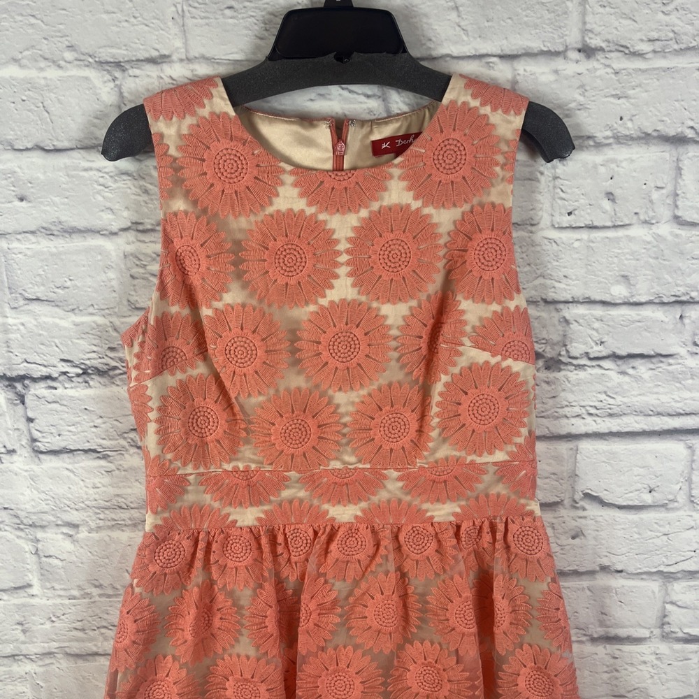Renee Derhy Cottage Core Fairy Core  Feminine Retr Floral Overlay Party Dress L - Picture 4 of 12